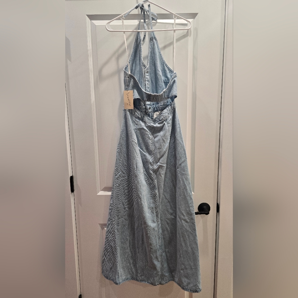 Denim Halter Maxi Dress - Picture 3 of 12